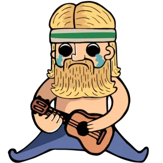 😭 man, ukulele, music, sad, cartoon, character telegram sticker