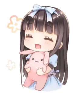 ☺️ 动漫, 女孩, 卡通, 可爱, 卡哇伊, 兔子, 娃娃, Q版 telegram sticker