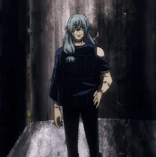 🕸 Mahito Jujutsu Kaisen anime, curse, villain, grey hair, stitches, jujutsu kaisen whatsapp sticker