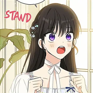 🥢 STAND fille anime, surpris(e), bouche ouverte, brune, femme telegram sticker