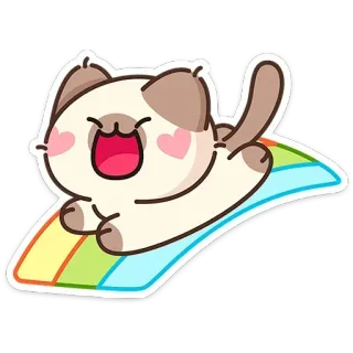 🐱 Katze, Cartoon, süß, Tier, Aufkleber, fröhlich, Regenbogen telegram sticker