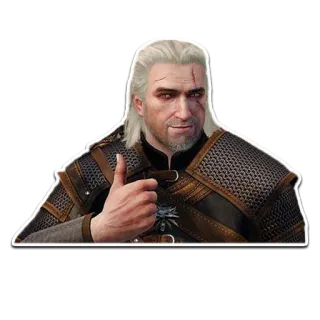 👍 Geralt of Rivia The Witcher witcher, geralt, spiel, charakter, daumen hoch telegram sticker