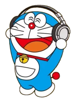 🎧 Doraemon Doraemon, Desenho animado, Fones de ouvido, Anime, Robô, Azul whatsapp sticker