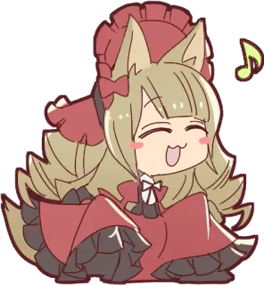 😚 Anime, Chibi, Niedlich, Kawaii, Rotes Kleid, Cartoon telegram sticker