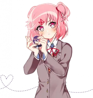 💕 Natsuki Anime, dziewczyna, różowe włosy, słodkie, Natsuki, Doki Doki Literature Club telegram sticker