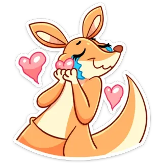 ❤️ kangaroo, love, heart, crying, sad, animal, cute telegram sticker