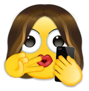 😎 emoji, selfie, peace sign, pout, hair, woman, brunette telegram sticker