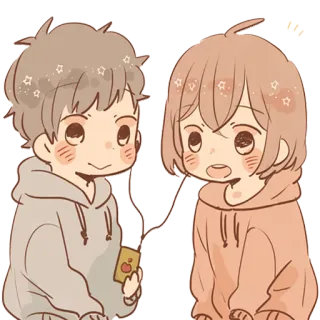🎧 amore, coppia, carino, cuffie, musica, anime telegram sticker