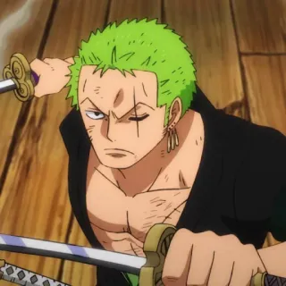 🧩 Zoro One Piece Anime, Spada, Combattente, Capelli verdi, Spadaccino telegram sticker