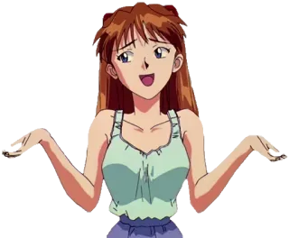 🤷‍♀️ Asuka Langley Sohryu Neon Genesis Evangelion Anime, Fille, Personnage, Confus, Haussement d'épaules, Expression, Evangelion, Asuka whatsapp sticker