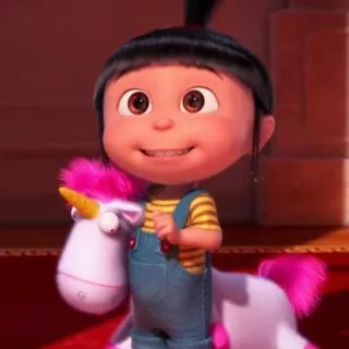 😁 Agnes Despicable Me kartun, perempuan, unicorn, lucu, animasi telegram sticker