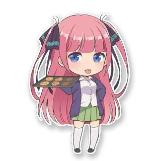 😝 anime, chibi, cute, girl, baking, pink hair telegram sticker