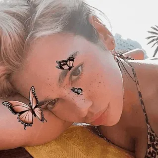 ☁️ papillon, personne, femme, beauté, portrait telegram sticker