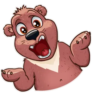 😧 urso, desenho animado, animal, mamífero telegram sticker