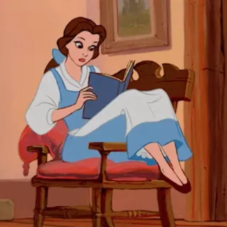 🥀 Belle Beauty and the Beast Belle, Beauty and the Beast, Disney, reading, book, cartoon telegram sticker
