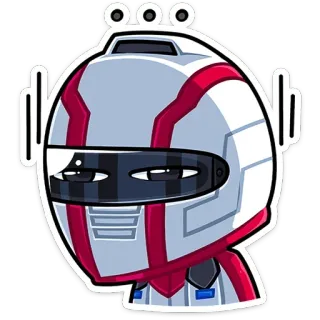 💬 adesivo, casco, pilota, cartone animato, personaggio telegram sticker