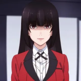 ♣️ Yumeko Jabami Kakegurui anime, girl, school uniform, red, black hair telegram sticker