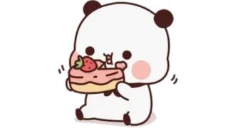 🫖 panda, lindo, kawaii, dibujo animado, pastel, fresa, dulce telegram sticker