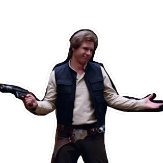 🤷‍♀️ Han Solo Star Wars han solo, star wars, arrogante, pistola, ópera espacial, ciencia ficción telegram sticker