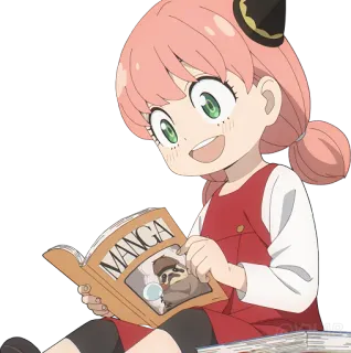📕 Anya Forger Spy x Family MANGA Anime, Manga, Personnage, Spy x Family, Anya Forger, Lecture telegram sticker