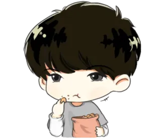 🍿 人物, 吃, 可爱, Q版, 角色, 食物, 数字艺术 telegram sticker