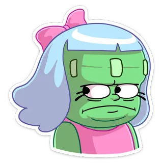 😅 Cartoon, Figur, Sticker, Monster, Grüne Haut, Mädchen telegram sticker