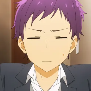 ✏️ anime, expressionless, purple hair, serious, male telegram sticker