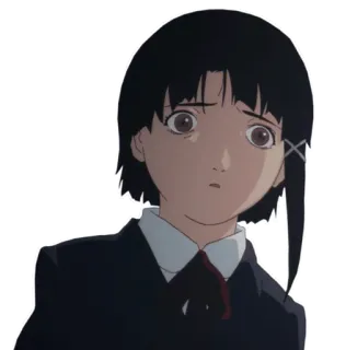 😧 Lain Iwakura Serial Experiments Lain Anime, Serial Experiments Lain, Lain Iwakura, Cyberpunk, Triste whatsapp sticker