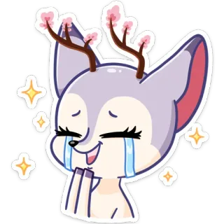 😭 desenho animado, animal, veado, fofo, kawaii, feliz, brilho telegram sticker