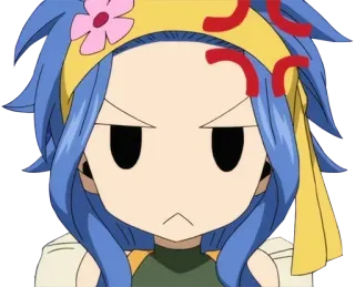 😠 Juvia Lockser Fairy Tail Anime, Fairy Tail, Juvia Lockser, Zły, Naklejka telegram sticker