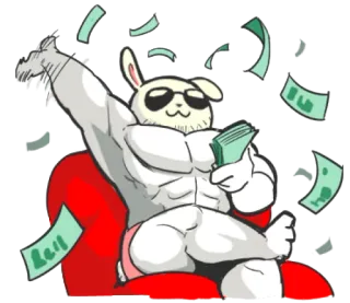 💵 Geld, Hase, Sonnenbrille, Cartoon, Luxus whatsapp sticker