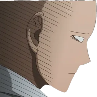 😐 Saitama One Punch Man Аниме, Герой, Лысый, Серьезный, Профиль telegram sticker