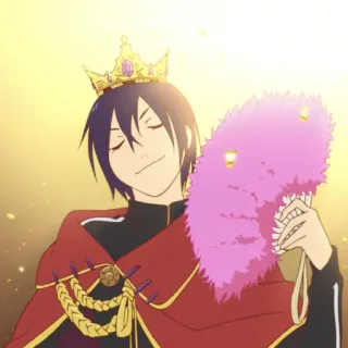 👑 Yato Noragami аниме, бог, корона, фанат, улыбающийся whatsapp sticker