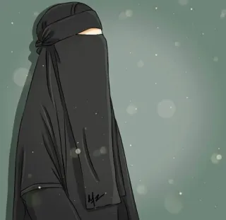 🖤 mujer, musulmana, hiyab, niqab, islam, ropa religiosa, velo whatsapp sticker
