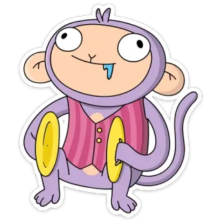 🤤 Affe, Cartoon, Tier, Becken, Lila, Weste, Süß telegram sticker