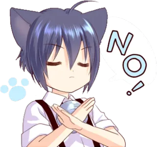 ❌ NO! Anime, Tai mèo, Từ chối, Không, Nhãn dán whatsapp sticker
