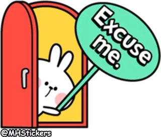 👀 Excuse me. kelinci, pintu, permisi, stiker, kartun, lucu, salam telegram sticker