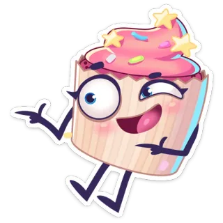 😉 杯子蛋糕, 卡通, 食物, 甜点, 甜的, 烘焙 telegram sticker