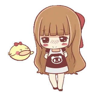 🍞 милый, чиби, кавайный, девочка, мультфильм, животное, свинья, утка telegram sticker