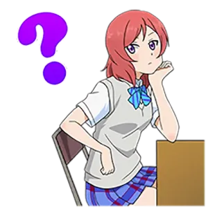 ❔ Anime, Câu hỏi, Suy nghĩ, Đồng phục học sinh, Cô gái, Phim hoạt hình telegram sticker