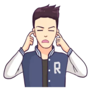 😶 ears, listen, annoyed, boy, illustration, sticker telegram sticker