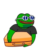 💼 Pepe the Frog pepe, ếch, meme, du lịch, vali, kính whatsapp sticker