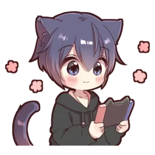 🌟 애니, 고양이, 치비, 귀여운, 만화, 새끼고양이 telegram sticker