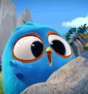 〰 oiseau, bleu, dessin animé, mignon telegram sticker