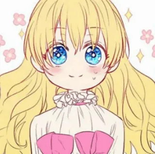 🎀 การ์ตูน, อนิเมะ, ผู้หญิง, น่ารัก, ผมบลอนด์, ตาสีฟ้า telegram sticker