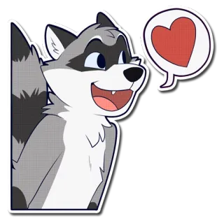❤ енот, сердце, животное, наклейка, мультфильм whatsapp sticker