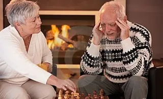 🤕 elderly, chess, game, couple, fireplace telegram sticker
