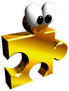 🧩 Puzzle, Teil, Golden, Cartoon, Augen telegram sticker