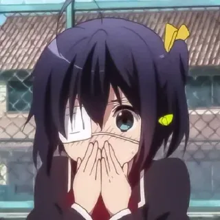 😳 anime, girl, bandage, eye patch, cute, shy telegram sticker