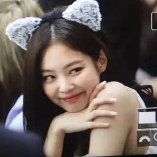 🥟 Jennie kpop, orelhas de gato, retrato, sorriso, blackpink whatsapp sticker